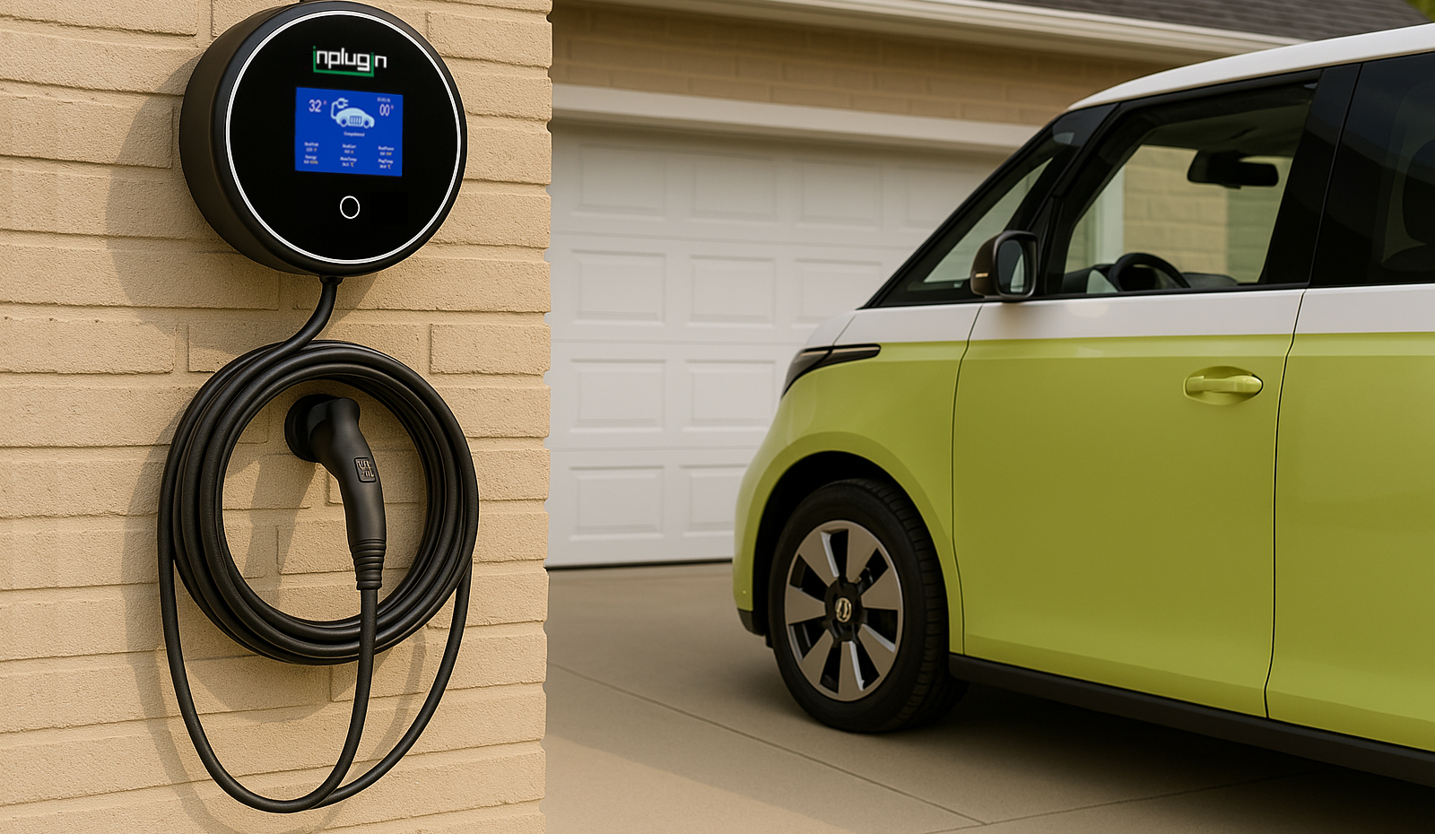 InPlugin EV Charger supports scheduled charging and multi-level adjustable current.