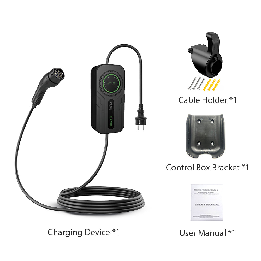 InPlugin portable EV charger in use, demonstrating weather resistance and robust construction.