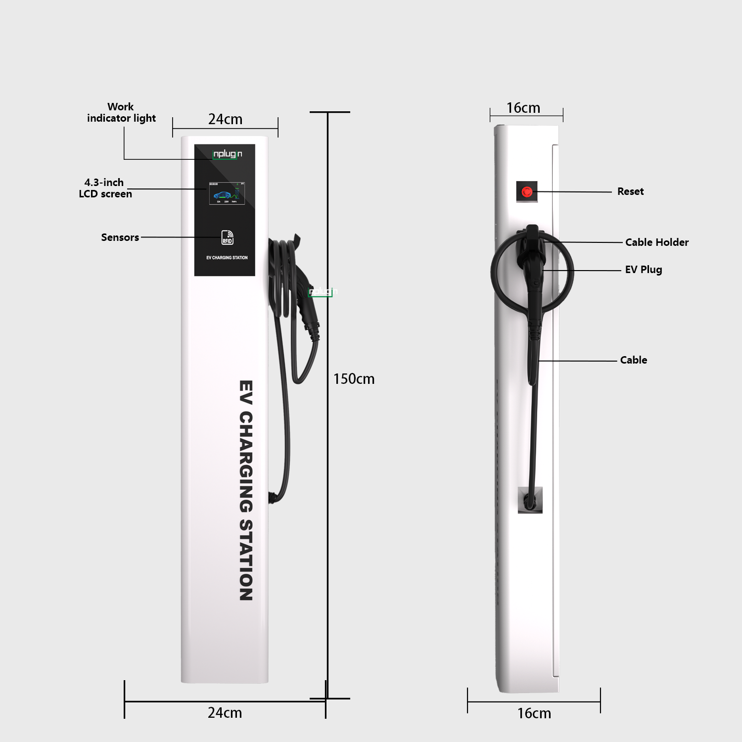 InPlugin ip series charging piles are compact and convenient for install in small parking spaces.