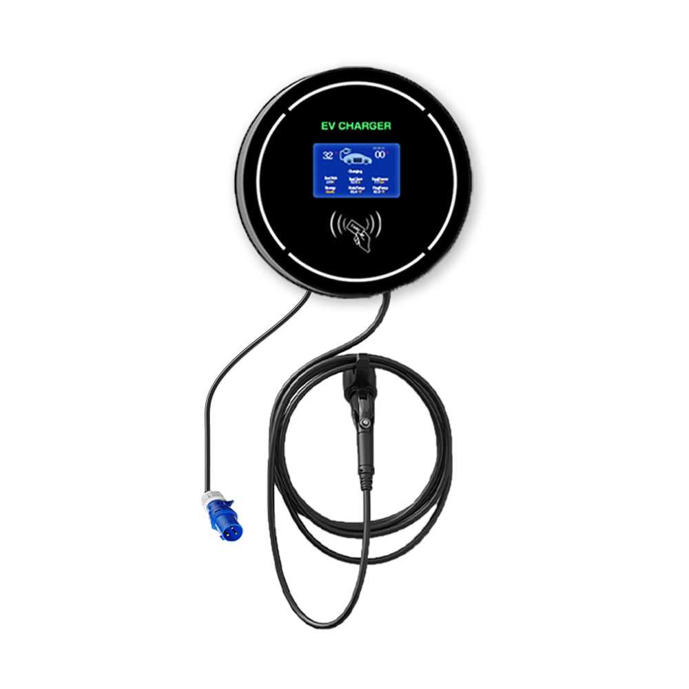 InPlugin wallbox EV charger mounted outdoors, showcasing weather-resistant design.