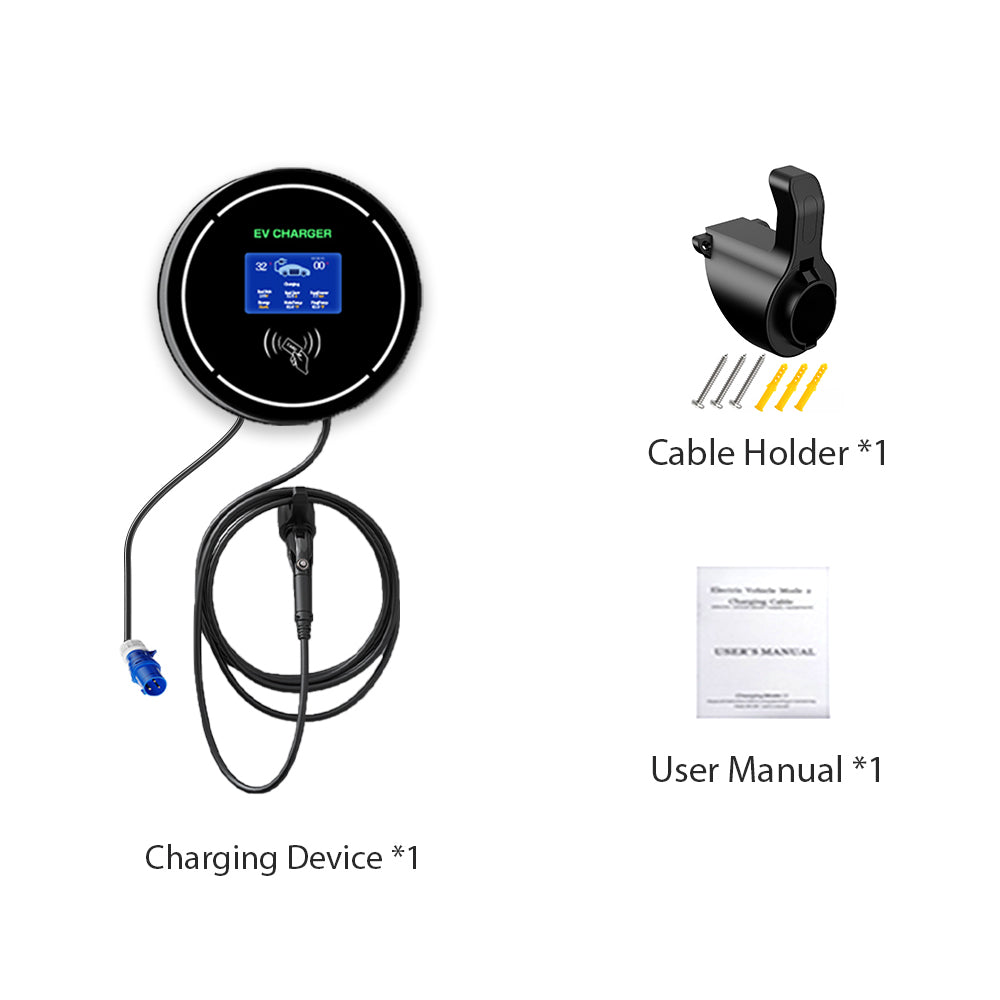 Close-up of InPlugin wallbox EV charger showing user-friendly controls and safety indicators.