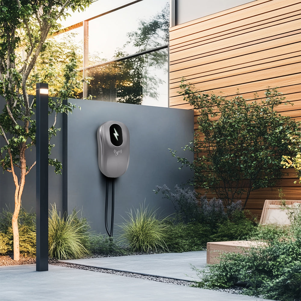 Wall-mounted EV charger from InPlugin, durable design and fast home charging.